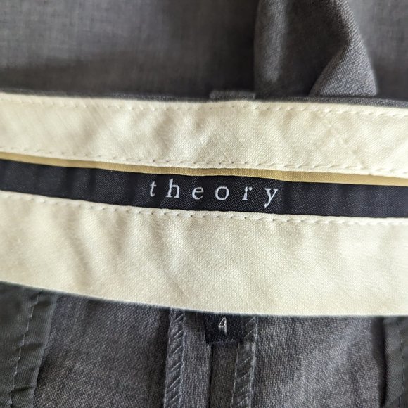 Theory Women's Wool Wide leg Lightweight Grey Dress Pants Size 4 - Picture 6 of 11